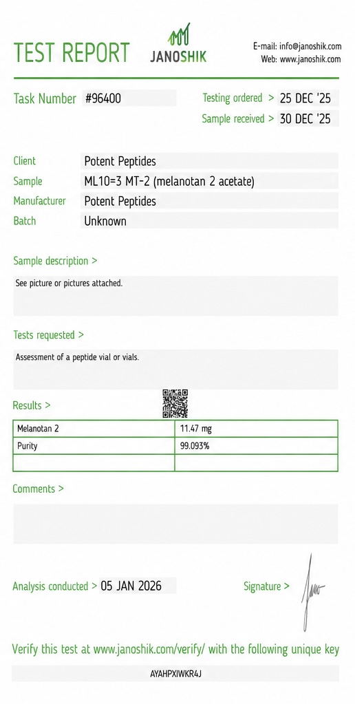 Janoshik test report for Melanotan 2