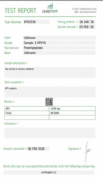 Janoshik test report for KPV
